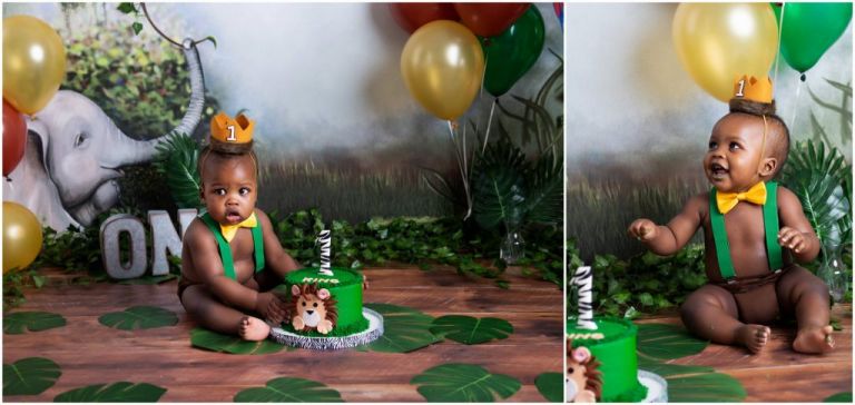 ODASDO Baby Boy Forest Animal Jungle Safari Theme 1st / 2nd Birthday Cake  Smash Outfit Romper Suspenders Shorts Set 16.09 - Quarter Price